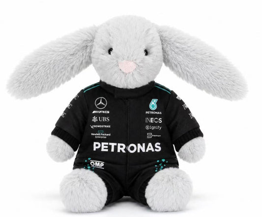 Jellycat Bunny Clothes: Mercedes F1 Outfit for Kimi Antonelli, Jellycat Bunny Medium ,Outfit,Racing F1 Jumpsuit Set ,Handmade Plush Clothes,No Dolls