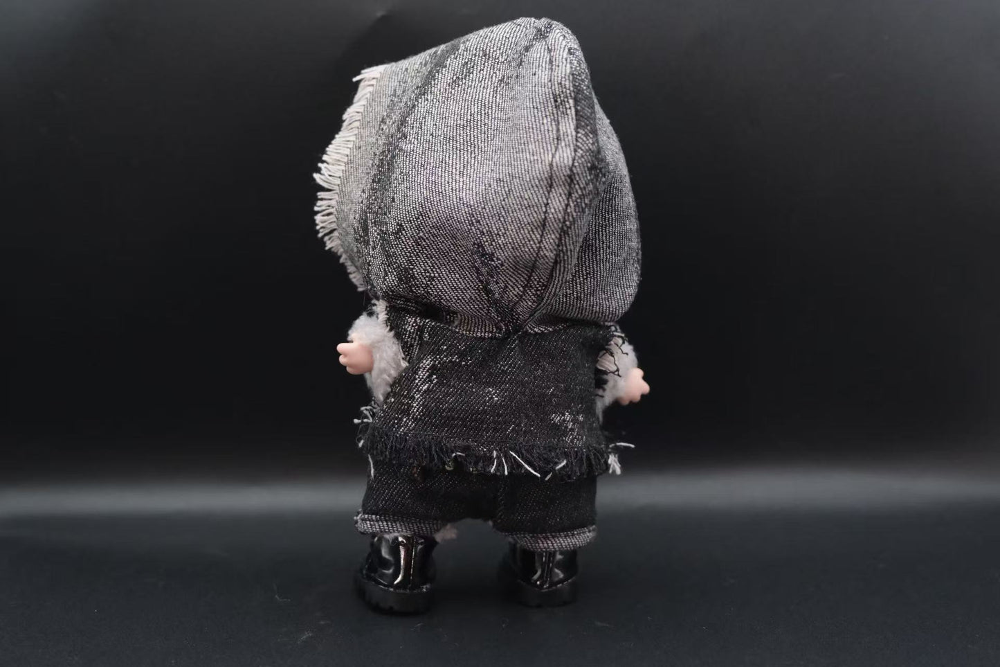 Labubu Spiked Denim Hoodie Outfit | Punk Streetwear 4-Piece Set