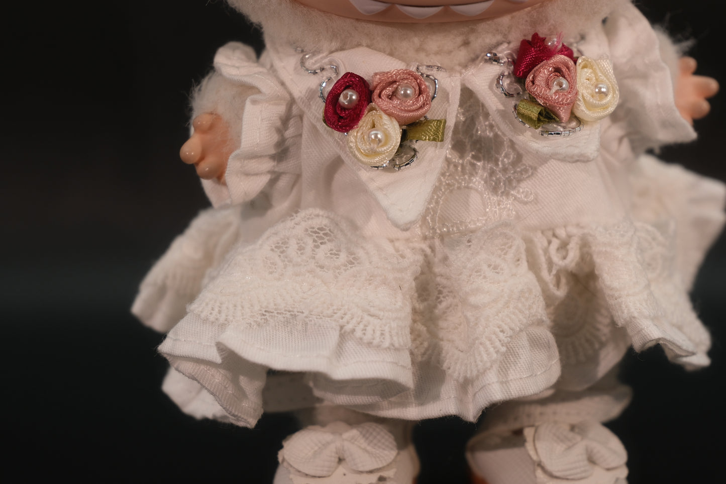 Labubu Clothes (doll not included) | Labubu Outfit | Petal-stitched Vows - dress, shoes, headdress