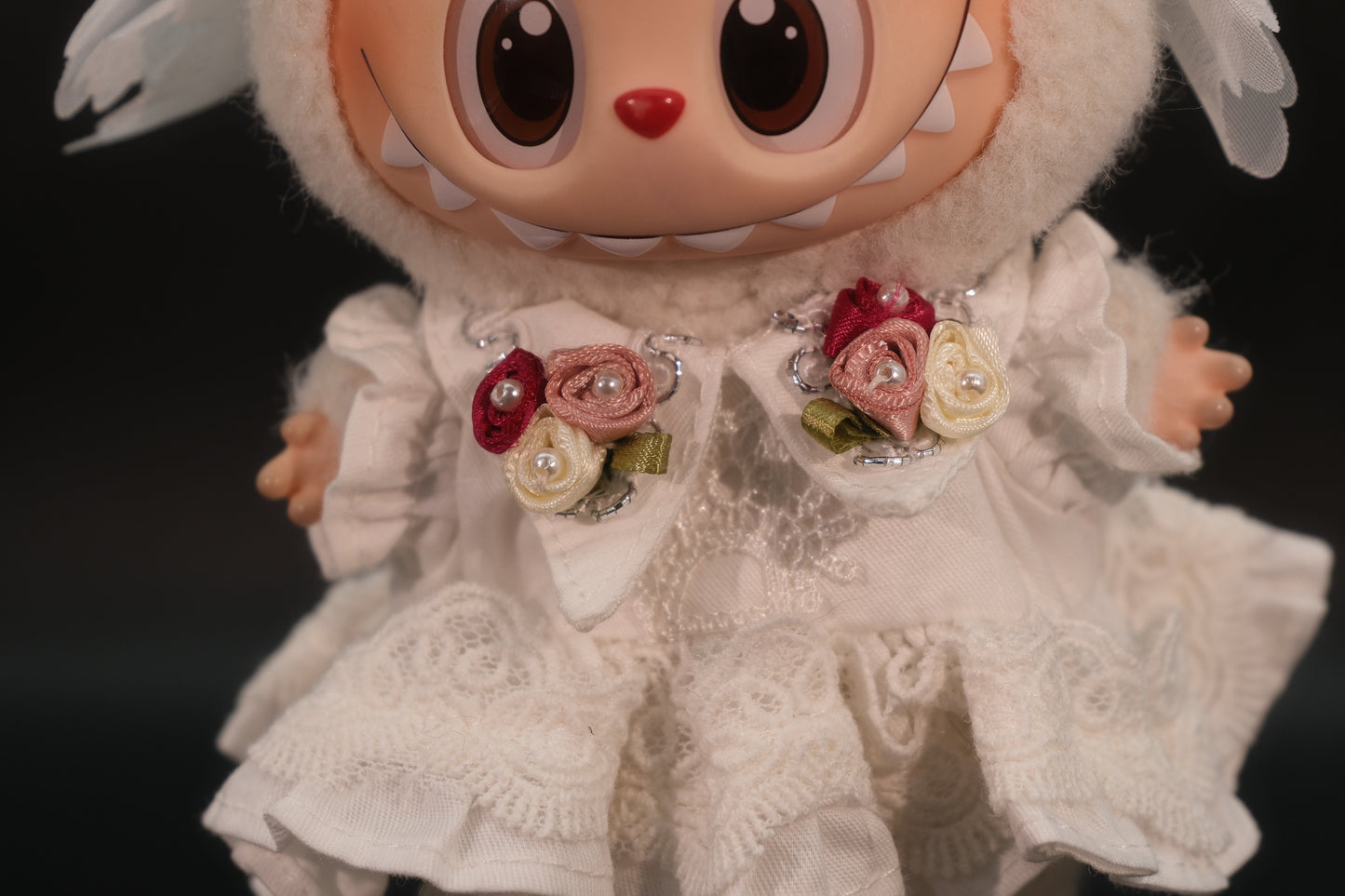 Labubu Clothes (doll not included) | Labubu Outfit | Petal-stitched Vows - dress, shoes, headdress
