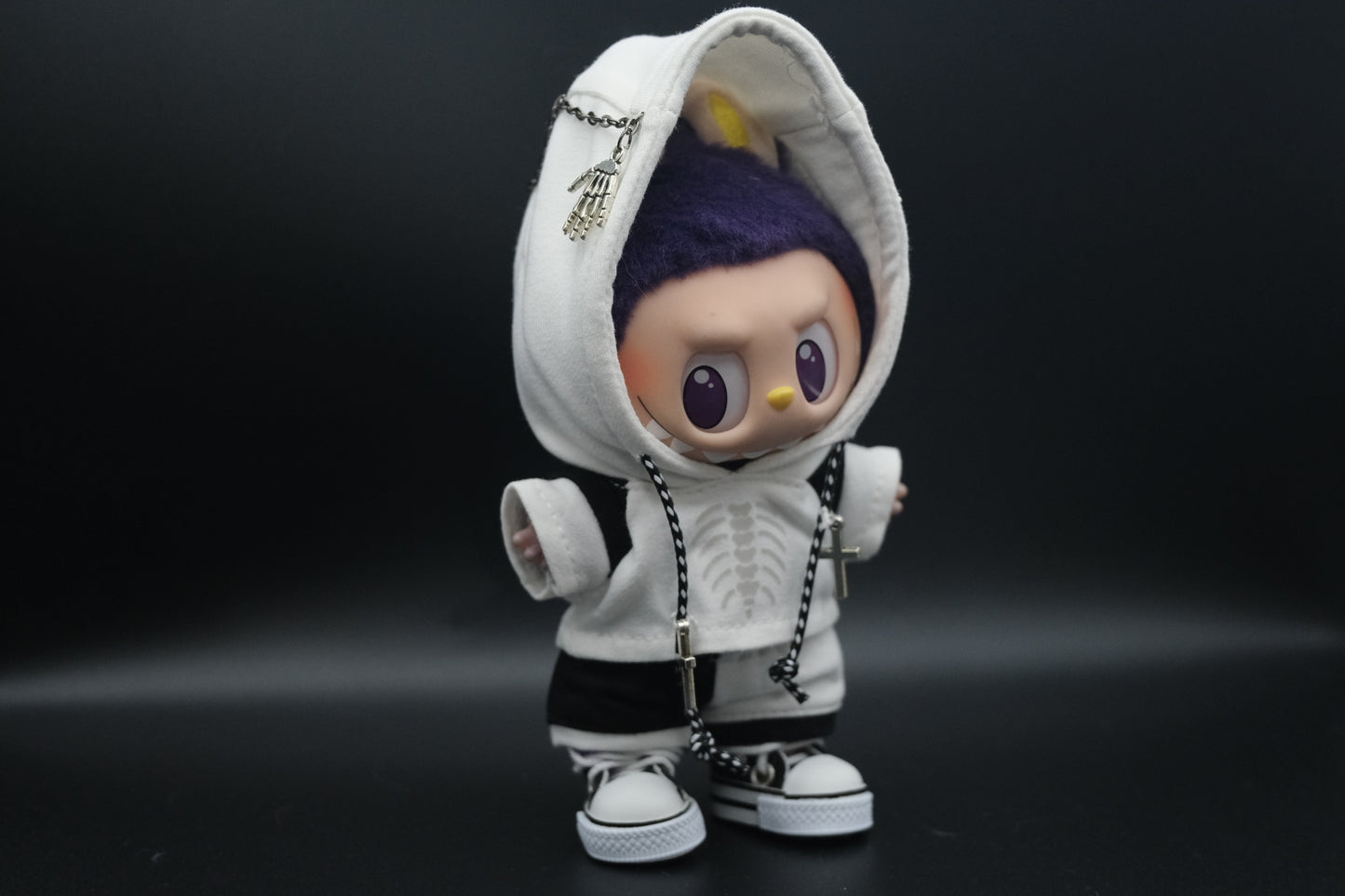 Labubu Clothes (doll not included) | Labubu Outfit | Labubu Streetwear | Dark&Cool Skull-Style Hoodie,Pants and Shoes Set