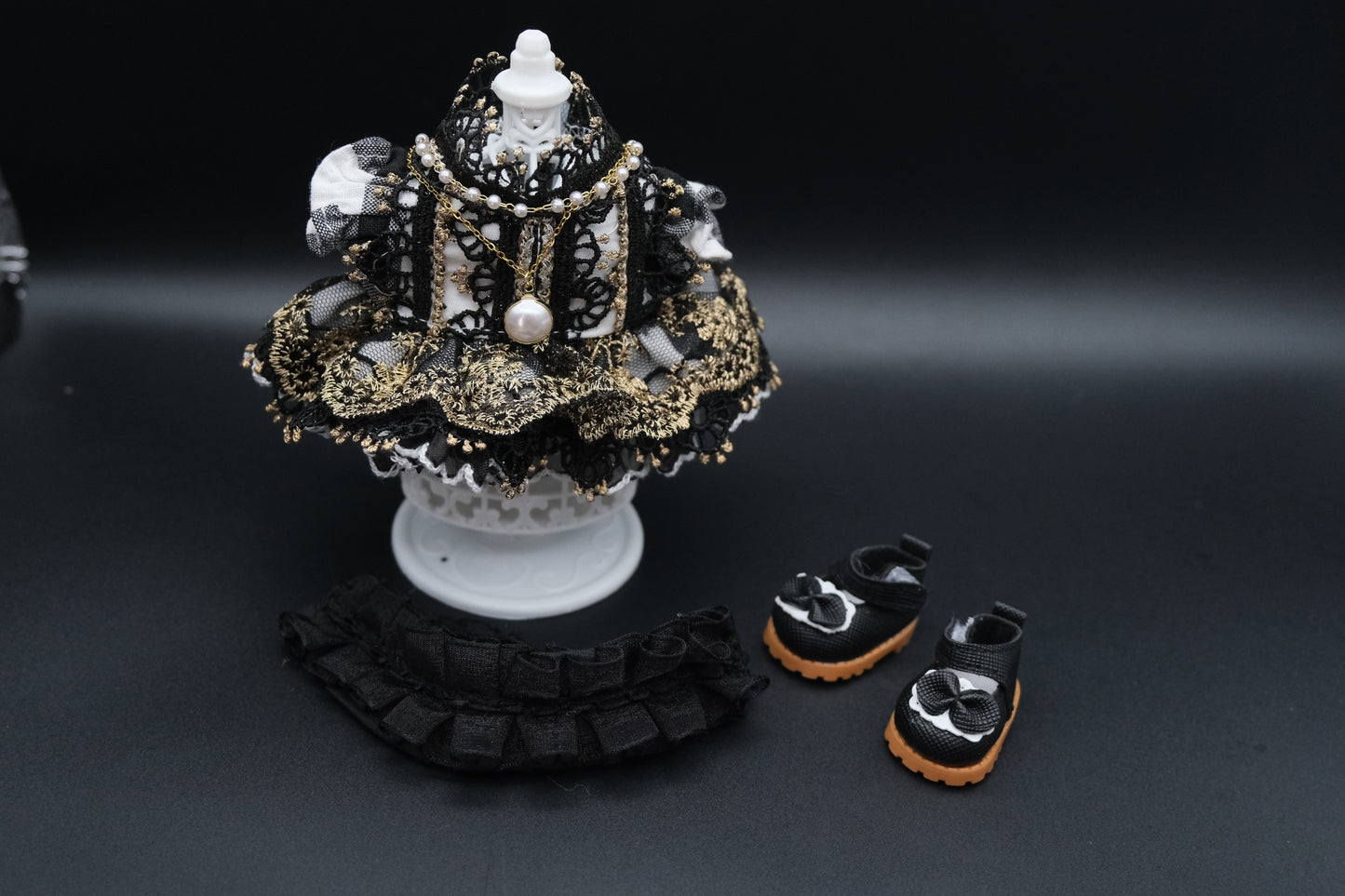 Labubu Clothes (doll not included) | Labubu Outfit | Petal-stitched Vows - dress, shoes, headdress