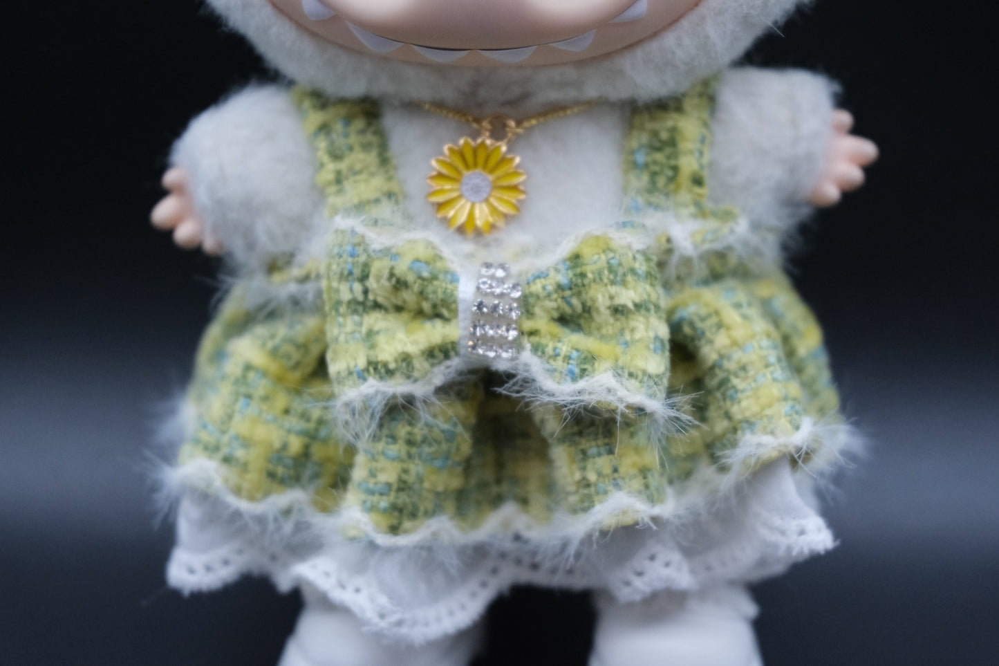 Labubu Clothes (doll not included) | Labubu Outfit | Labubu Dress | MEADOW GINGHAM BLOOM Outfit - dress, straw hat, shoes, necklace