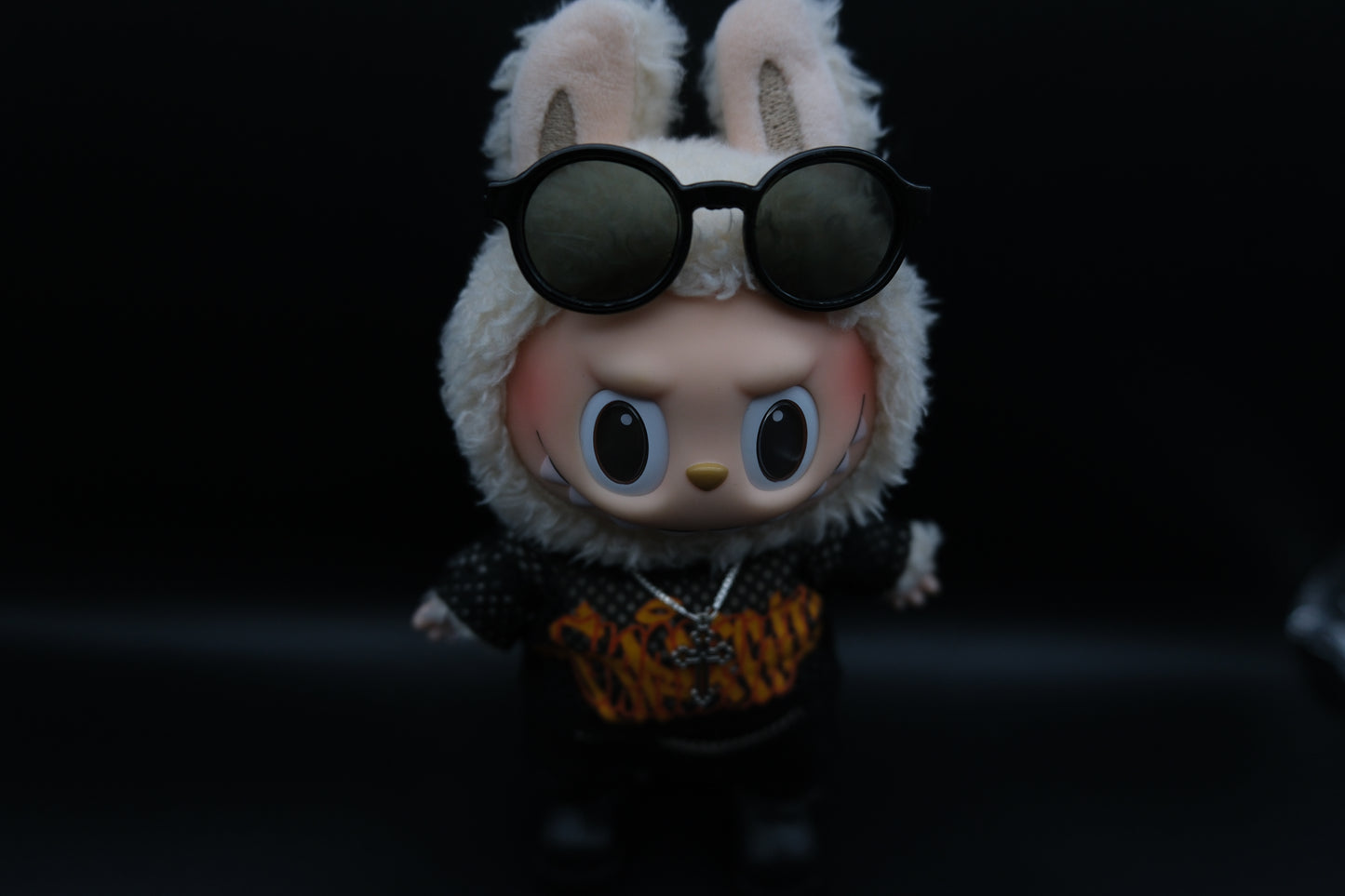 Labubu Clothes (doll not included) | Labubu Outfit | Labubu skirt | Neo Riot Outfit-Sunglasses, Error Cross Necklace, T-shirt, Pants, Shoes