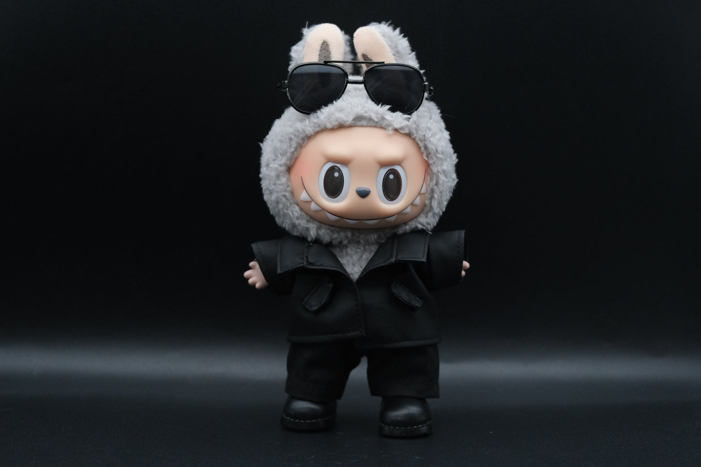 Labubu Clothes (doll not included) | Labubu Outfit | ALL BLACK | INTJ Architect Outfit- Sunglasses,Jacket, Pants,Shoes