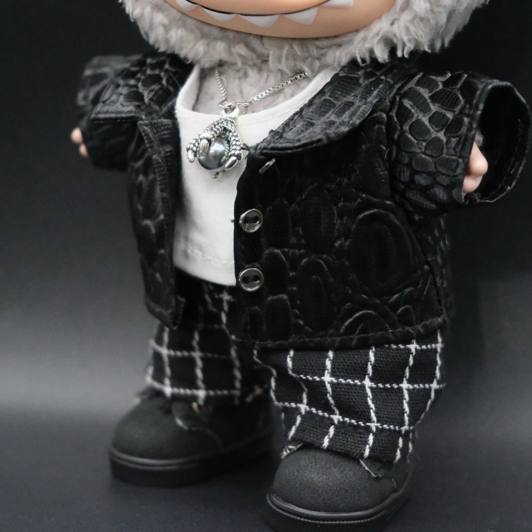 Labubu Clothes (doll not included) | Labubu Outfit | designer | CROC-SOVEREIGN Outfit- Jacket, T-shirt, Necklace, Pants, Shoes