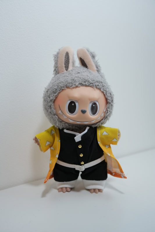 Labubu Clothes Demon Slayer Costume Outfit: Zenitsu | Demon Slayer Inspired Clothes (Doll is NOT included)