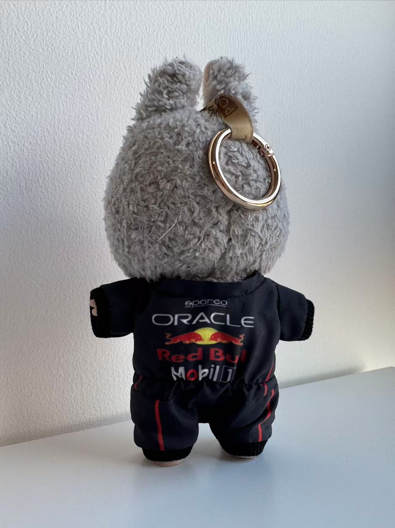 back view of labubu red bull jumpsuit