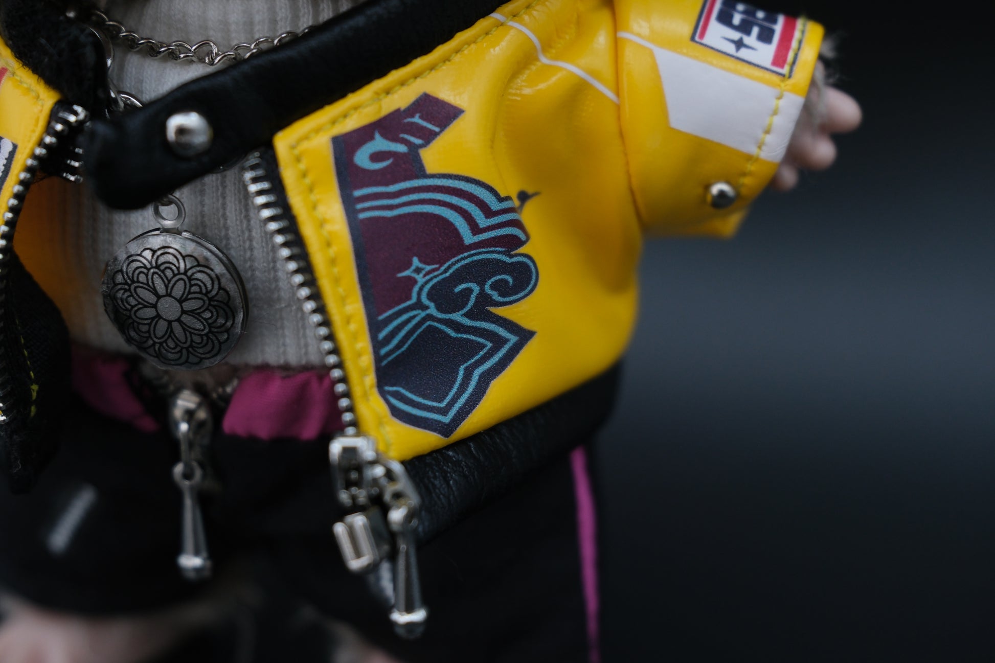 close up of labubu kpop ware demon hunters outfit