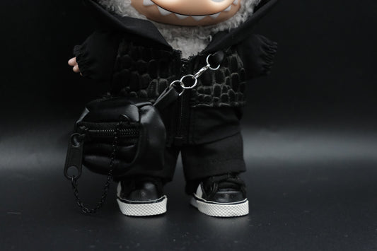 Labubu Dark Avant-Garde Outfit | The Monsters 4-Piece Crocodile Trench Coat & Bag Set