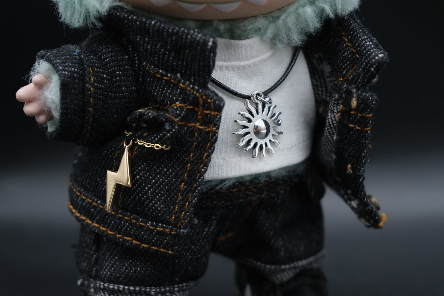 Labubu black denim jacket