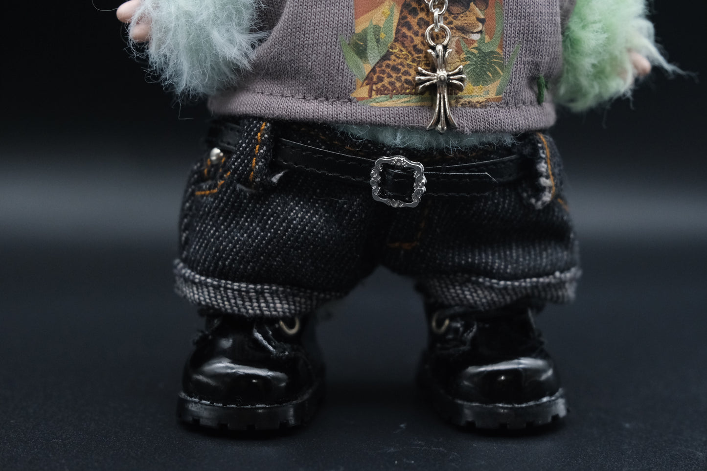 Labubu Graphic Hoodie & Denim Outfit | The Monsters Edgy 5-Piece Set