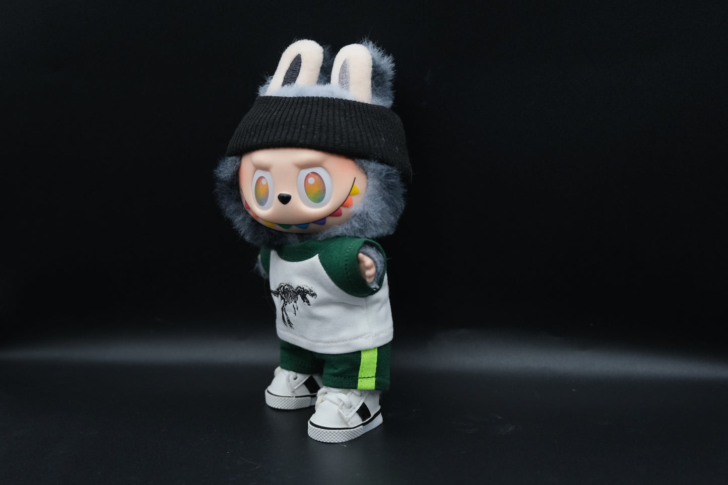 Labubu Dinosaur T-Shirt Outfit including headband, t-shirt, and green shoes