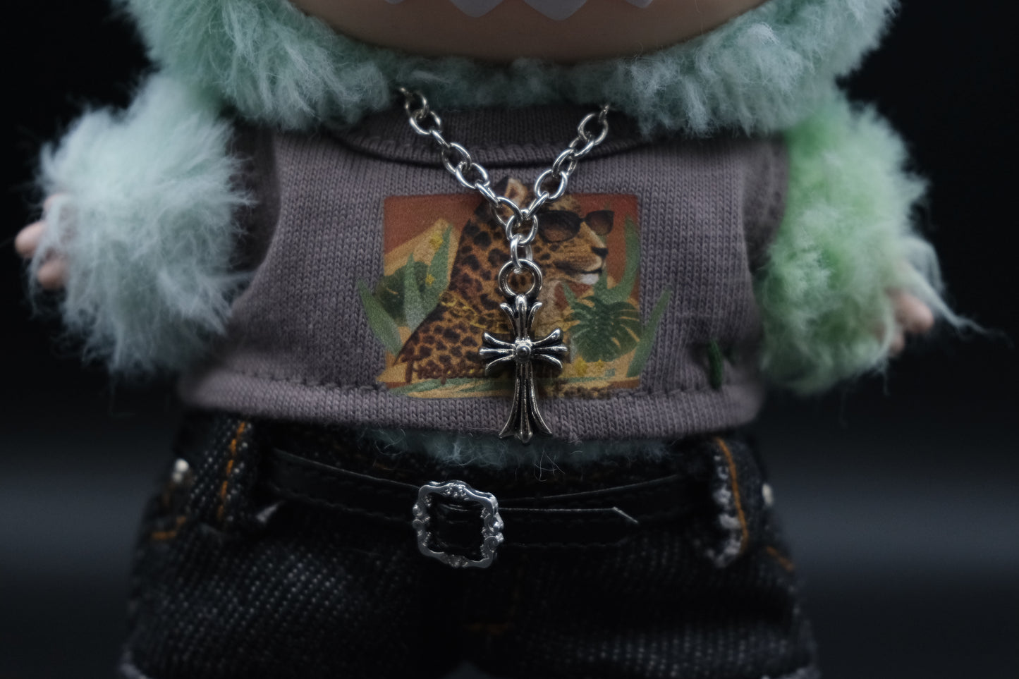 Labubu Graphic Hoodie & Denim Outfit | The Monsters Edgy 5-Piece Set