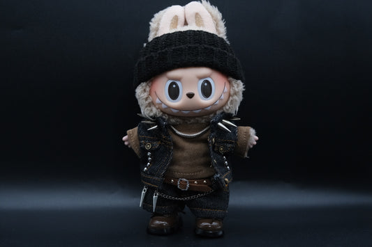 Labubu Spiked Denim Outfit 6-Piece Set | The Monsters Punk Vest & Jeans