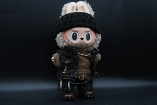 Labubu Spiked Denim Outfit 6-Piece Set | The Monsters Punk Vest & Jeans