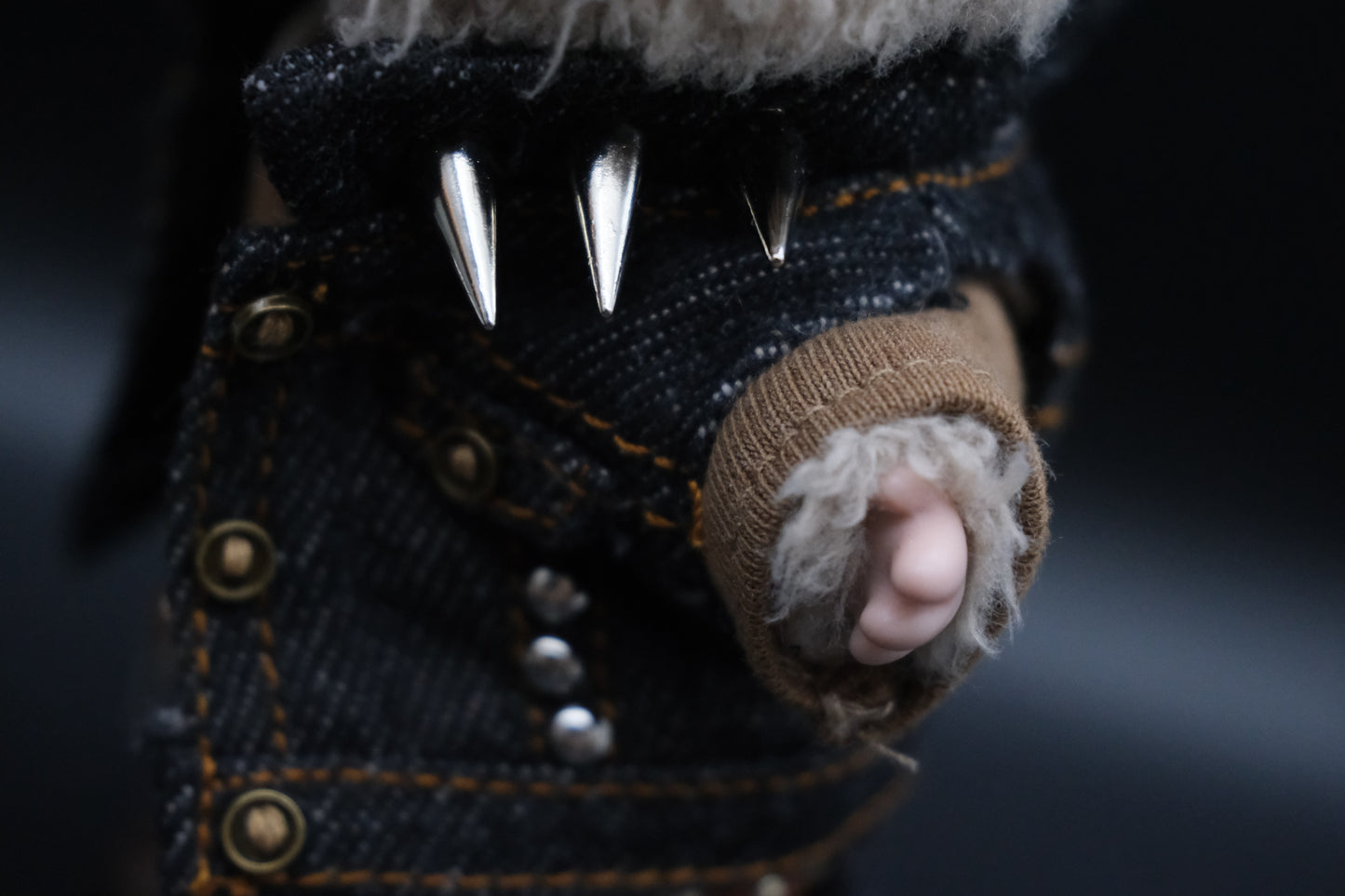 Labubu Spiked Denim Outfit 6-Piece Set | The Monsters Punk Vest & Jeans