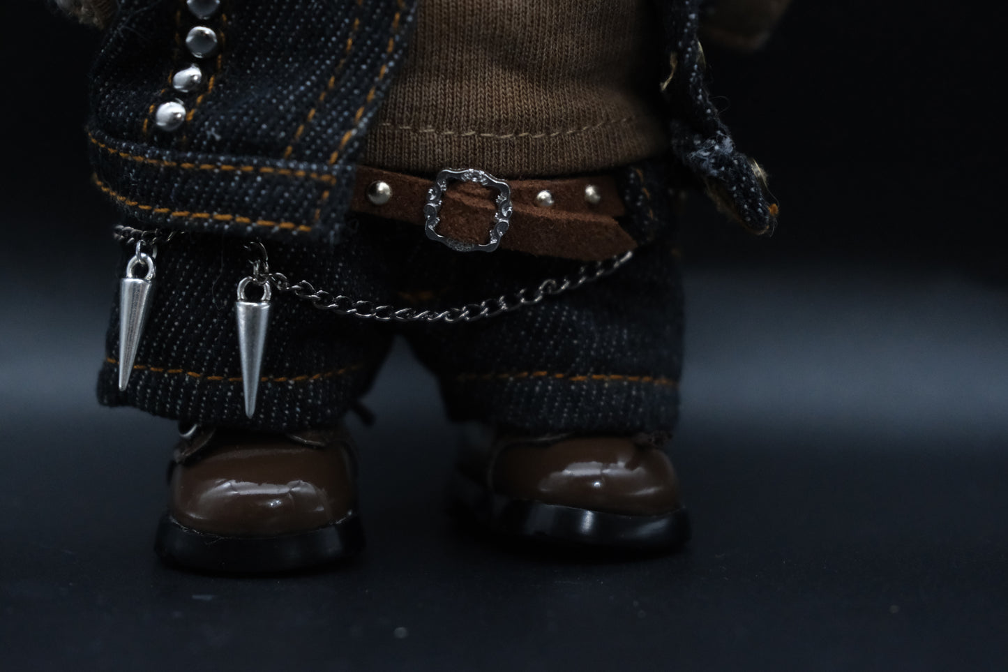 Labubu Spiked Denim Outfit 6-Piece Set | The Monsters Punk Vest & Jeans