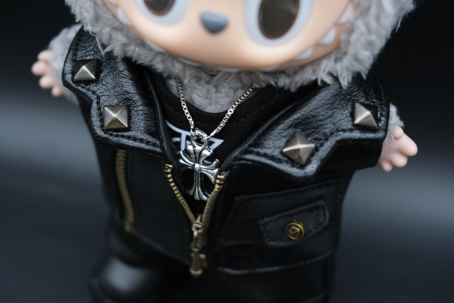 Labubu Punk Rock Outfit 6-Piece Set | The Monsters Studded Vest Clothes
