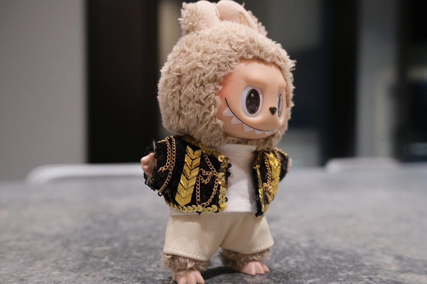 side view of labubu ware kpop rumi outfit