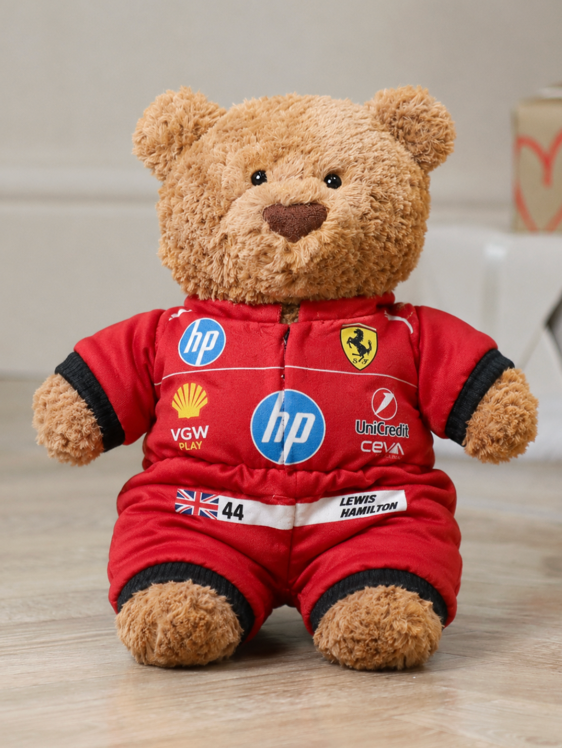 Jellycat Bear F1 Racing Jumpsuit, Ferrari Lewis Hamilton , Bear Clothes, Size M / L, Clothes Only