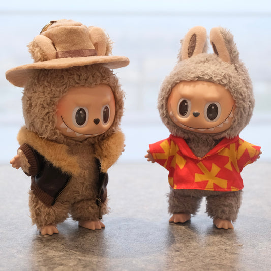 Custom Order | Labubu Clothes | Chip and dale rescue ranger brown leather jacket (Doll Not Included)