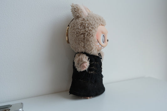 Labubu Clothes Punk Dress Outfit 2-Piece Set | Labubu Gothic Black Dress Outfit | Punk Cross Chain Necklace(Doll Not Included )