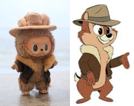Custom Order | Labubu Clothes | Chip and dale rescue ranger brown leather jacket (Doll Not Included)