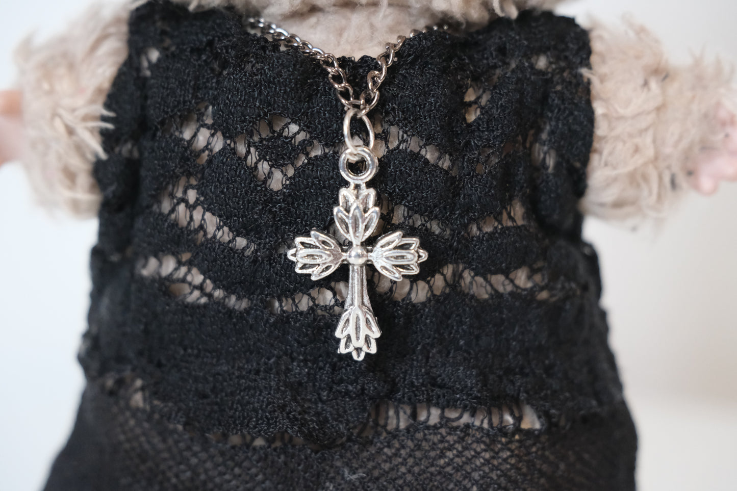 Labubu Clothes Punk Dress Outfit 2-Piece Set | Labubu Gothic Black Dress Outfit | Punk Cross Chain Necklace(Doll Not Included )