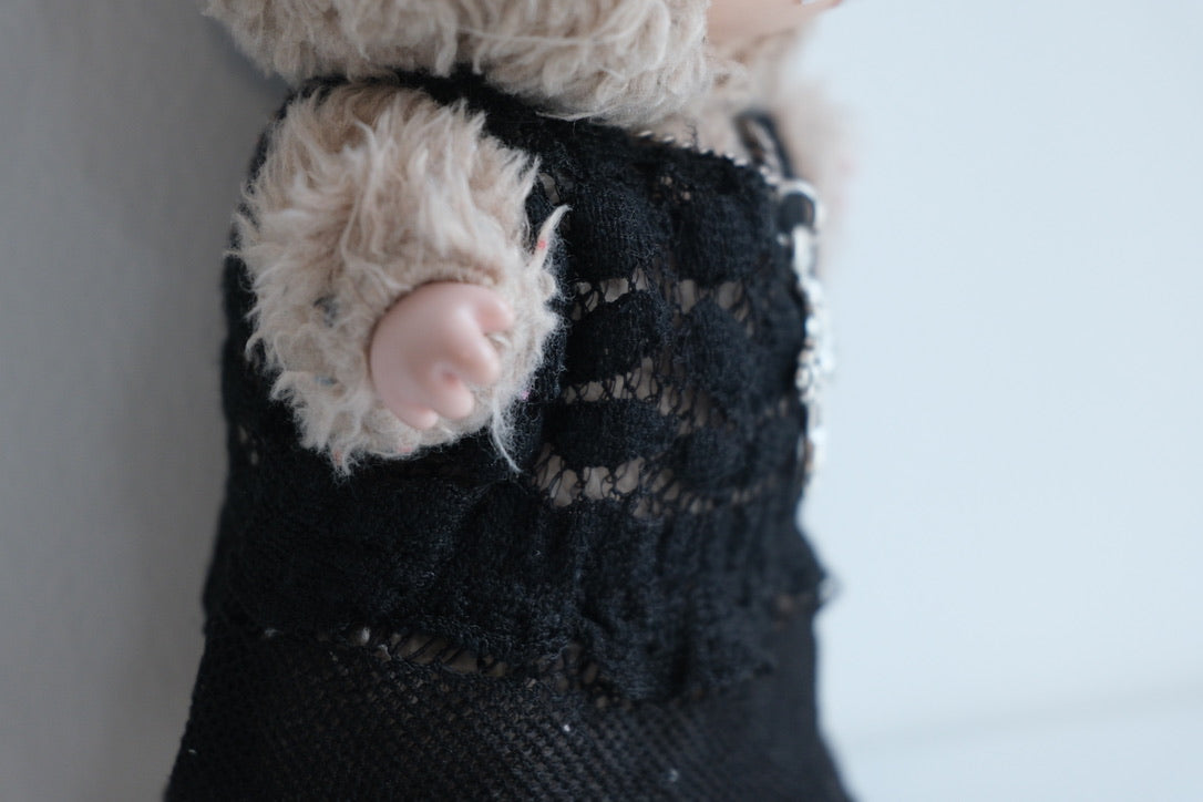 Labubu Clothes Punk Dress Outfit 2-Piece Set | Labubu Gothic Black Dress Outfit | Punk Cross Chain Necklace(Doll Not Included )