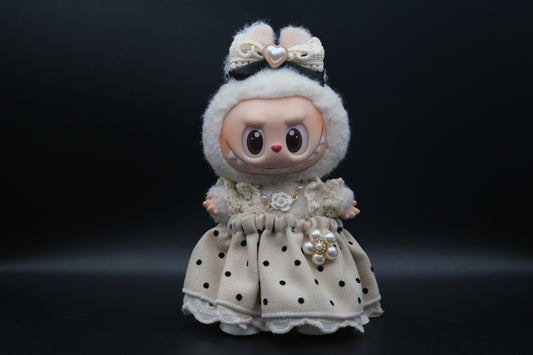 Labubu Fairytale Princess dress outfit including headband, flower necklace and white dress