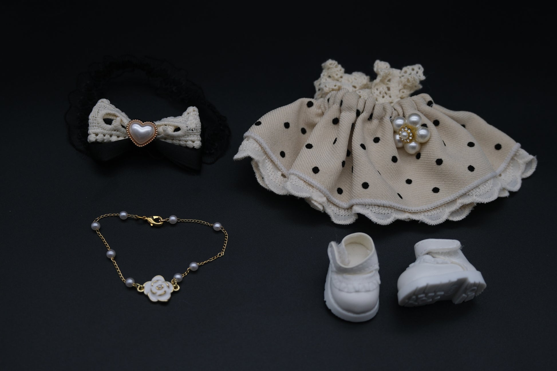 Labubu Fairytale Princess dress outfit including headband, flower necklace and white dress