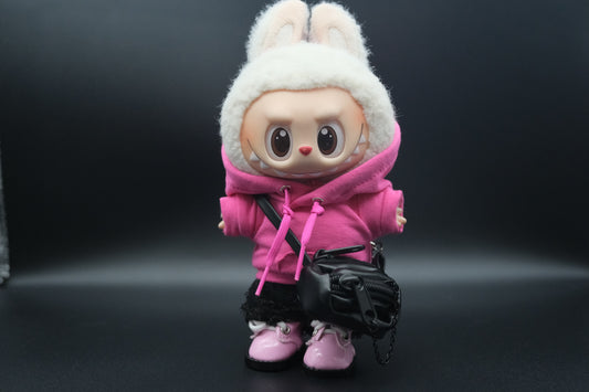 Labubu Clothes (doll not included) | Labubu Outfit | Labubu Streetwear | Berry Chic Outfit – hoodie, pants, shoes, faux leather bag