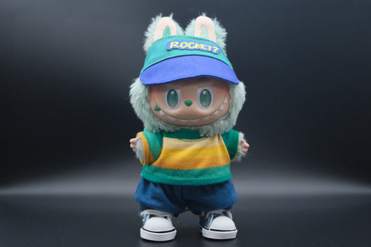 Labubu Clothes (doll not included) | Labubu Outfit |  Labubu Streetwear | Trendy Cute Sports Outfit Set-Baseball Cap, Striped Sweatshirt, Casual Pants,  Shoes