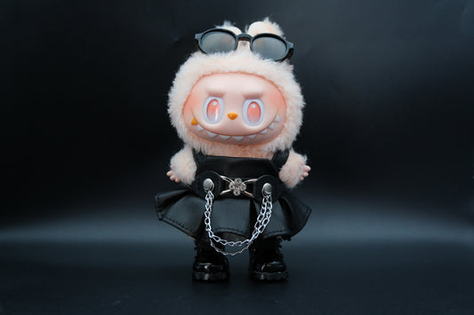 Labubu Clothes (doll not included) | Labubu Outfit | Labubu Dress | Noir Chain Rebel outfit – dress, sunglasses, shoes