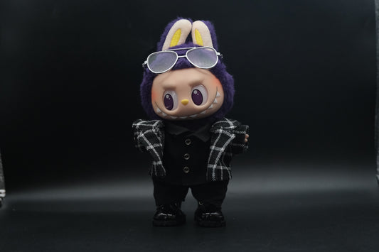Labubu Clothes (doll not included) | Labubu Outfit | Neon Grid Rider – jacket, pants, shirt, sunglasses, shoes