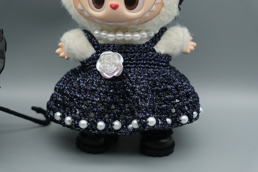 Labubu Clothes (doll not included) | Labubu Outfit | Labubu Dress | Pearl Court Outfit – Dress，Headdress，Necklace