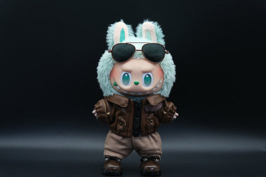 Labubu Clothes (doll not included) | Labubu Outfit | Labubu Streetwear | Pilot - Style Cool Outfit Set - Jacket, Cargo Pants, Sunglasses, Boots