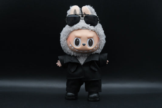 Labubu Clothes (doll not included) | Labubu Outfit | ALL BLACK | INTJ Architect Outfit- Sunglasses，Jacket， Pants，Shoes