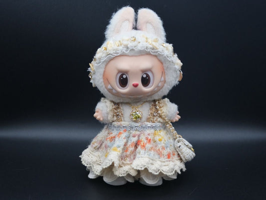 Labubu Clothes (doll not included) | Labubu Outfit | Labubu Dress | Gem Bloom outfit – dress,  head ornament, shoes, handbag, necklace