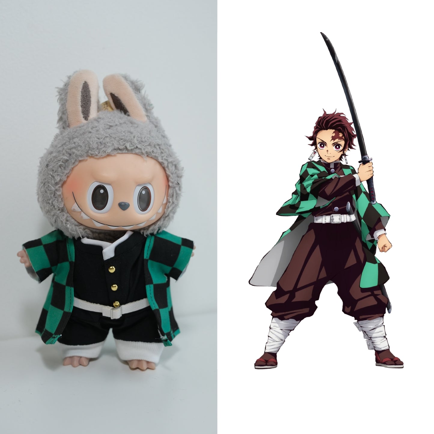 Labubu Clothes Demon Slayer Costume Outfit: Tanjiro | Demon Slayer Inspired Clothes （Doll is NOT included）