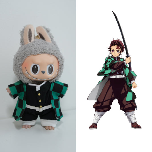 Labubu Clothes Demon Slayer Costume Outfit: Tanjiro | Demon Slayer Inspired Clothes （Doll is NOT included）