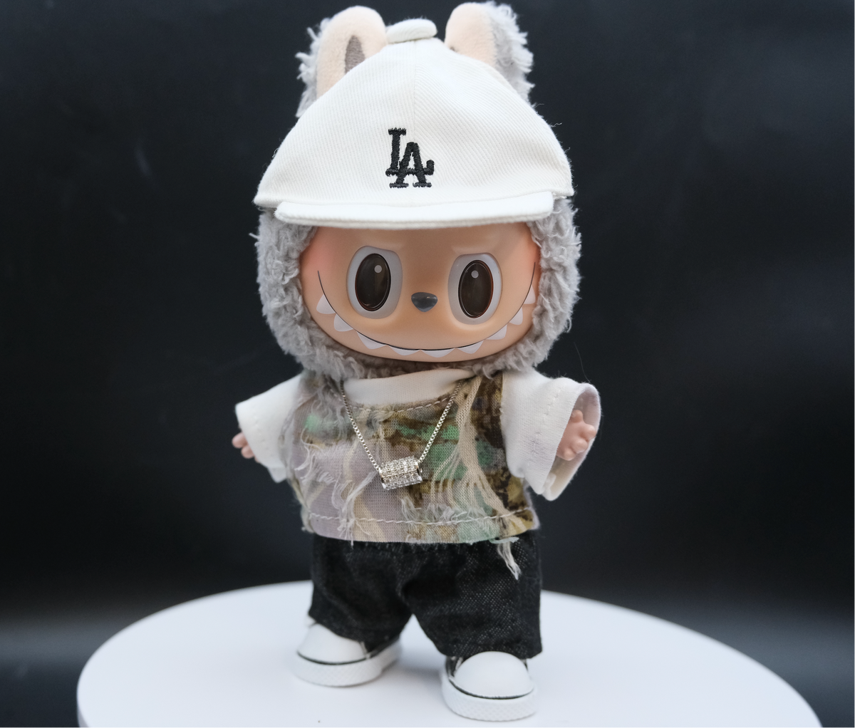 Labub Outfits Labubu Clothes: Striped T-shirt, Pants, Cap & Shoes Set | Elyra ...