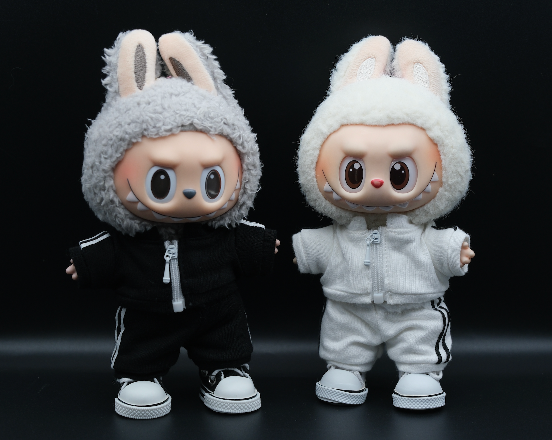 Labubu Tracksuit Outfit including black or white outfit ( jacket,pants,shoes)