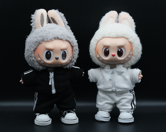 Labubu Tracksuit Outfit including black or white outfit ( jacket,pants,shoes)