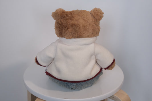 Individual pieces of the Winter Cabin set: the sherpa fleece coat and the denim jeans shown separately.