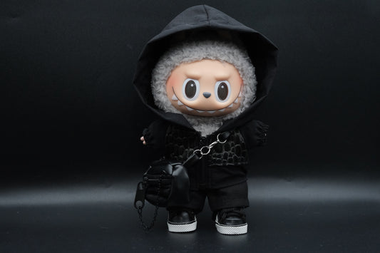 Labubu Dark Avant-Garde Outfit | The Monsters 4-Piece Crocodile Trench Coat & Bag Set With a slanting bag