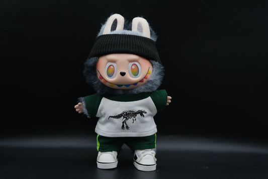 Labubu Dinosaur T-Shirt Outfit including headband, t-shirt, and green shoes
