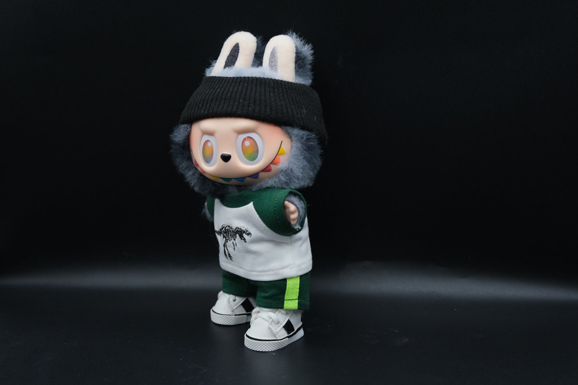 Labubu Dinosaur T-Shirt Outfit including headband, t-shirt, and green shoes
