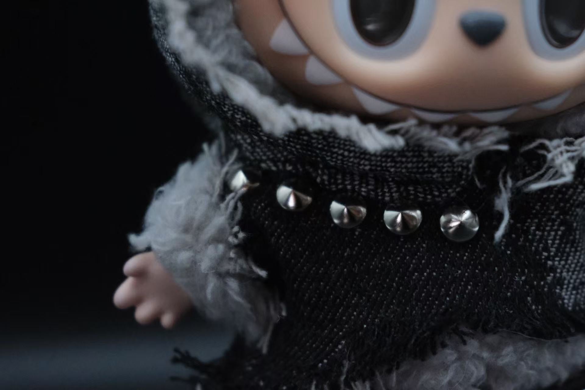 Labubu Spiked Denim Hoodie Outfit | Punk Streetwear 4-Piece Set